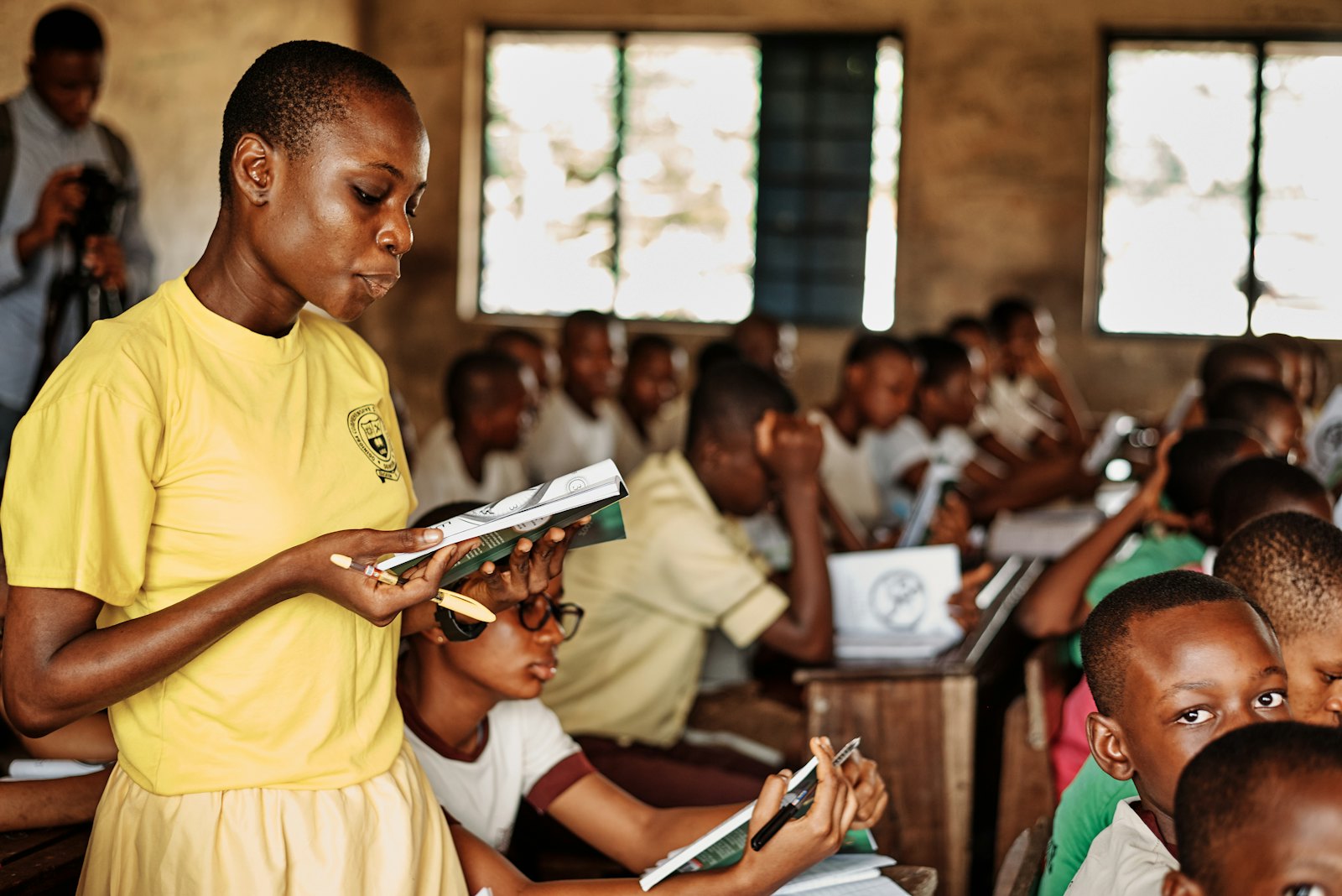 Students in a classroom during an education visit in Port Harcourt, Nigeria